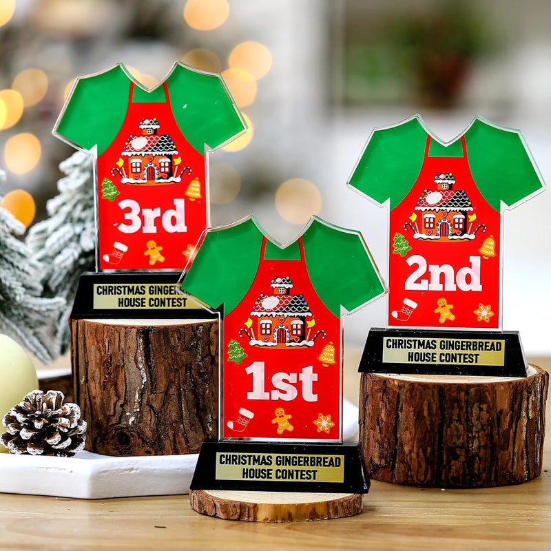 DoubleFill 3 Pcs Christmas Contest Trophy Awards 1st 2nd 3rd Place Competition Kit Party Contest Awards Trophy for Xmas Christmas Party Supplies Prizes, 5.1 Inch - Image 4